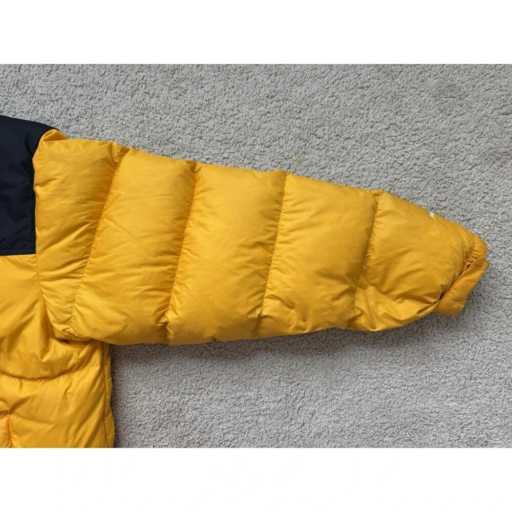 The North Face Nuptse 700 Mens 2XL Jacket Yellow Black Down Puffer Hood XXL